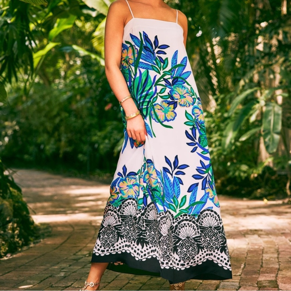 EUC Lilly Pulitzer Rosabella Golden Hour Glam Silk Maxi Dress